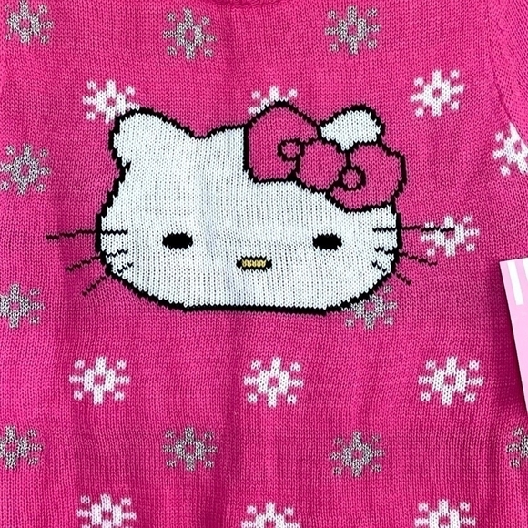 NWT Girls Dress HELLO KITTY Pink Sweater Dress Long Sleeve Dress - Picture 5 of 6